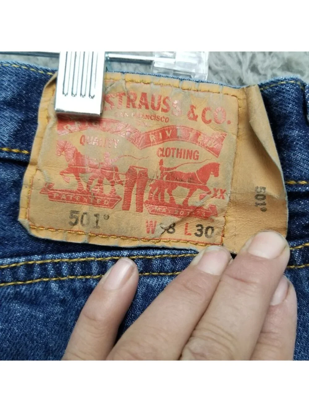 Levis Jeans Mens 38x30 Blue 501 Cotton Denim Button Fly Classic Straight *Read*